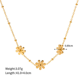 ステンレス304 低ニッケル 水に濡れても錆びにくい 18Kゴールドメッキ ネックレス チャーム フラワー 花 【YJ03528】