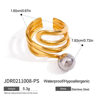 ステンレス304 ニッケルフリー 水に濡れても錆びにくい 18Kゴールドメッキ リング ボール【YJ00762】