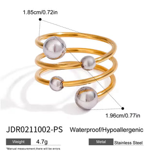 ステンレス304 ニッケルフリー 水に濡れても錆びにくい 18Kゴールドメッキ リング ボール【YJ00762】