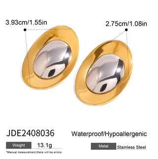 ステンレス304 ニッケルフリー 水に濡れても錆びにくい 18Kゴールドメッキ チャンキー ピアス 【YJ00911】