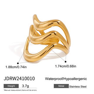 ステンレス304 ニッケルフリー 水に濡れても錆びにくい 18Kゴールドメッキ リング 【YJ00912】
