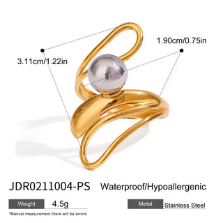 ステンレス304 ニッケルフリー 水に濡れても錆びにくい 18Kゴールドメッキ リング ボール【YJ00762】