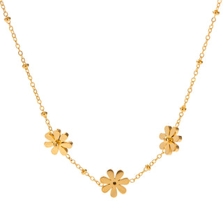 ステンレス304 低ニッケル 水に濡れても錆びにくい 18Kゴールドメッキ ネックレス チャーム フラワー 花 【YJ03528】