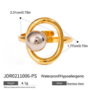 ステンレス304 ニッケルフリー 水に濡れても錆びにくい 18Kゴールドメッキ リング ボール【YJ00762】