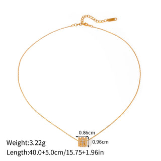 ステンレス304 低ニッケル 水に濡れても錆びにくい 18Kゴールドメッキ ネックレス ジルコニア 【YJ03570】