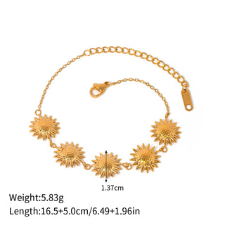 ステンレス304 低ニッケル 水に濡れても錆びにくい 18Kゴールドメッキ ブレスレット フラワー 花 【YJ02759】