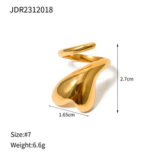 ステンレス304 低ニッケル 水に濡れても錆びにくい 18Kゴールドメッキ リング ハート 【YJ03991】