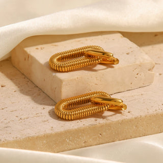 ステンレス304 低ニッケル 水に濡れても錆びにくい 18Kゴールドメッキ ピアス フープ オーバル【YJ02381】