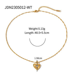 ステンレス304 低ニッケル 水に濡れても錆びにくい 18Kゴールドメッキ ネックレス ジルコニア ハート 【YJ03830】