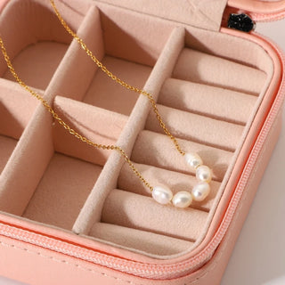 ステンレス304 低ニッケル 水に濡れても錆びにくい 18Kゴールドメッキ ネックレス パール 【YJ03919】