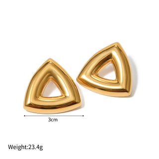ステンレス304 低ニッケル 水に濡れても錆びにくい 18Kゴールドメッキ ピアス チャンキー トライアングル 【YJ02339】