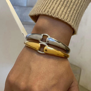 ステンレス304 ニッケルフリー 水に濡れても錆びにくい 18Kゴールドメッキ ブレスレット バングル【YJ00072】
