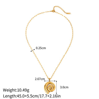 ステンレス304 低ニッケル 水に濡れても錆びにくい 18Kゴールドメッキ ネックレス スパイラル【YJ03502】