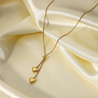 ステンレス304 低ニッケル 水に濡れても錆びにくい 18Kゴールドメッキ ネックレス  ハート 【YJ02553】