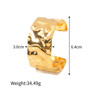 ステンレス304 低ニッケル 水に濡れても錆びにくい 18Kゴールドメッキ ブレスレット バングル【YJ03283】