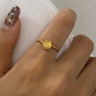 ステンレス304 低ニッケル 水に濡れても錆びにくい 18Kゴールドメッキ リング シェル 貝殻  ヒトデ【YJ02704】