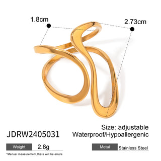 ステンレス304 ニッケルフリー 水に濡れても錆びにくい 18Kゴールドメッキ リング 【YJ00912】