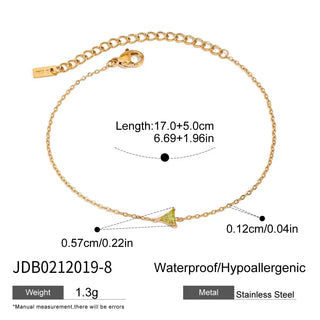 ステンレス304 低ニッケル 水に濡れても錆びにくい 18Kゴールドメッキ ブレスレット スクエア ジルコニア 誕生石 【YJ01991】