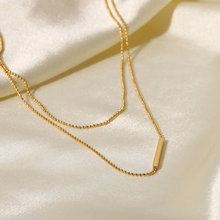 ステンレス304 低ニッケル 水に濡れても錆びにくい 18Kゴールドメッキ ネックレス 2連 チェーン 【YJ03464】