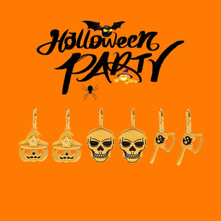 ステンレス304 低ニッケル 水に濡れても錆びにくい 18Kゴールドメッキ ピアス ハロウィン 3点セット【YJ03312】