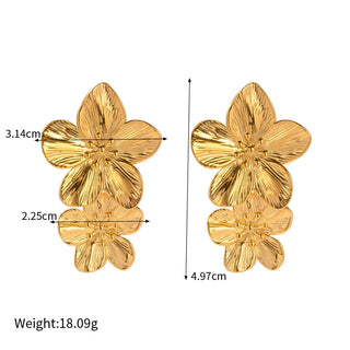 ステンレス304 低ニッケル 水に濡れても錆びにくい 18Kゴールドメッキ ピアス フラワー 花 【YJ02945】
