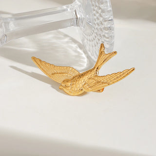 ステンレス304 低ニッケル 水に濡れても錆びにくい 18Kゴールドメッキ ヘアアクセサリー 鳥 バード 【YJ02003】