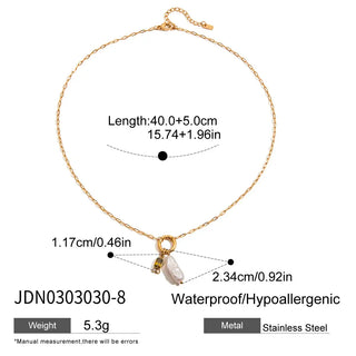 ステンレス304 ニッケルフリー 水に濡れても錆びにくい 18Kゴールドメッキ ネックレス パール 誕生石 【YJ00618】