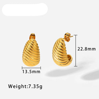 ステンレス304 低ニッケル 水に濡れても錆びにくい 18Kゴールドメッキ ピアス ツイスト ティアドロップ 【YJ03641】