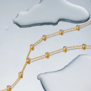 ステンレス304 ニッケルフリー 水に濡れても錆びにくい 18Kゴールドメッキ チェーン ネックレス ジルコニア 【YJ00659】