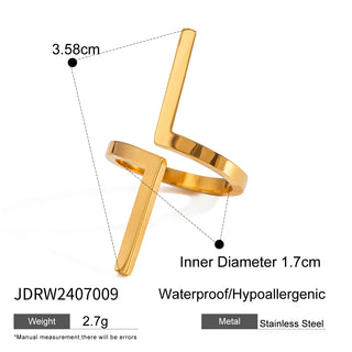 ステンレス304 低ニッケル 水に濡れても錆びにくい 18Kゴールドメッキ リング 【YJ03368】