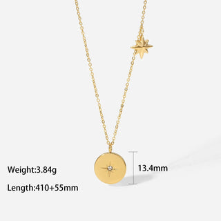 ステンレス304 低ニッケル 水に濡れても錆びにくい 18Kゴールドメッキ ネックレス コイン 【YJ01702】