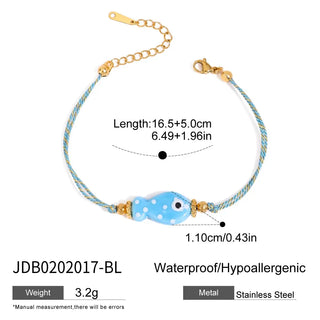 ステンレス304 低ニッケル 水に濡れても錆びにくい 18Kゴールドメッキ ブレスレット 魚 フィッシュ【YJ01172】