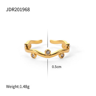 ステンレス304 低ニッケル 水に濡れても錆びにくい 18Kゴールドメッキ リング ジルコニア パール 【YJ02054】