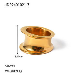 ステンレス304 低ニッケル 水に濡れても錆びにくい 18Kゴールドメッキ リング チャンキー  【YJ02367】