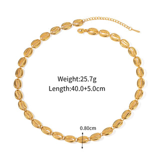 ステンレス304 ニッケルフリー 水に濡れても錆びにくい 18Kゴールドメッキ ネックレス シェル 貝殻 【YJ00753】