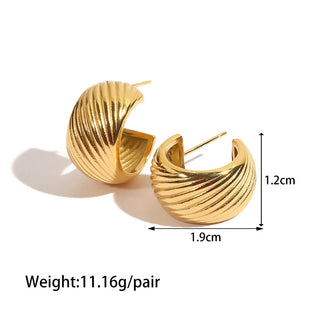 ステンレス304 ニッケルフリー 水に濡れても錆びにくい 18Kゴールドメッキ チャンキー ピアス イヤリング 【YJ00973】