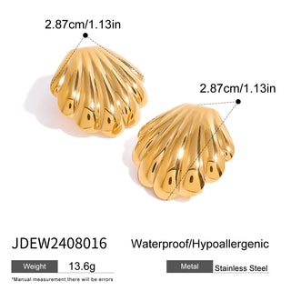 ステンレス304 低ニッケル 水に濡れても錆びにくい 18Kゴールドメッキ ピアス シェル 貝殻 【YJ02968】