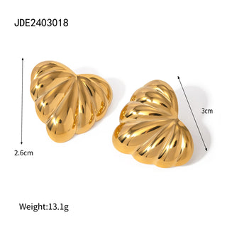 ステンレス304 低ニッケル 水に濡れても錆びにくい 18Kゴールドメッキ ピアス チャンキー  ハート 【YJ02271】