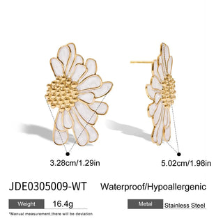 ステンレス304 低ニッケル 水に濡れても錆びにくい 18Kゴールドメッキ ピアス フラワー 花 【YJ01107】