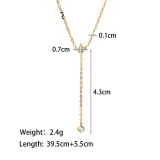 ステンレス304 低ニッケル 水に濡れても錆びにくい 18Kゴールドメッキ ネックレス  ジルコニア 【YJ02430】