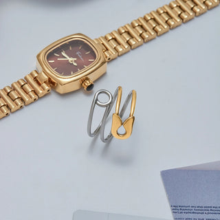 ステンレス304 ニッケルフリー 水に濡れても錆びにくい 18Kゴールドメッキ リング 安全ピン【YJ00317】