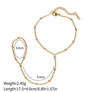 ステンレス304 ニッケルフリー 水に濡れても錆びにくい 18Kゴールドメッキ ハンドチェーン ブレスレット【YJ00335】