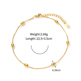 ステンレス304 低ニッケル 水に濡れても錆びにくい 18Kゴールドメッキ アンクレット チェーン 【YJ03565】