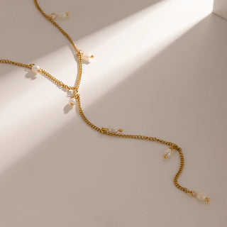 ステンレス304 ニッケルフリー 水に濡れても錆びにくい 18Kゴールドメッキ チェーン ネックレス パール 【YJ00544】