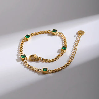 ステンレス304 ニッケルフリー 水に濡れても錆びにくい チェーン ブレスレット ジルコニア 【YJ00186】