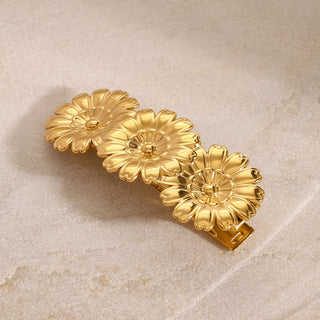 ステンレス304 低ニッケル 水に濡れても錆びにくい 18Kゴールドメッキ ヘアアクセサリー フラワー 花 【YJ02831】