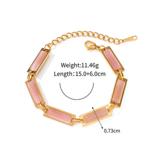 ステンレス304 低ニッケル 水に濡れても錆びにくい 18Kゴールドメッキ ブレスレット スクエア  【YJ02839】