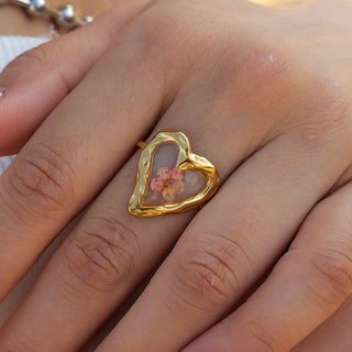 ステンレス304 低ニッケル 水に濡れても錆びにくい 18Kゴールドメッキ リング スクエア フラワー 花 レジン オーバル【YJ03438】