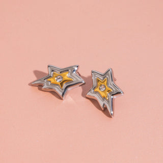 ステンレス304 ニッケルフリー 水に濡れても錆びにくい 18Kゴールドメッキ ピアス スター 星 【YJ00612】