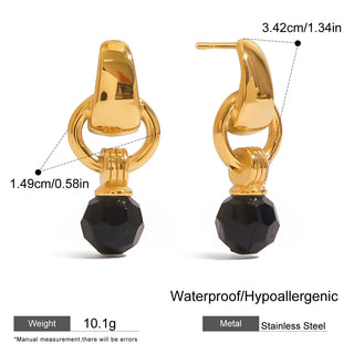 ステンレス304 ニッケルフリー 水に濡れても錆びにくい 18Kゴールドメッキ ピアス クリスタル 【YJ00249】